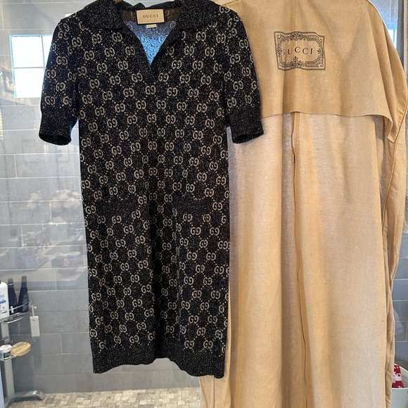 Gucci Women’s LAME GG Jacquard Polo Dress - Picture 9 of 11